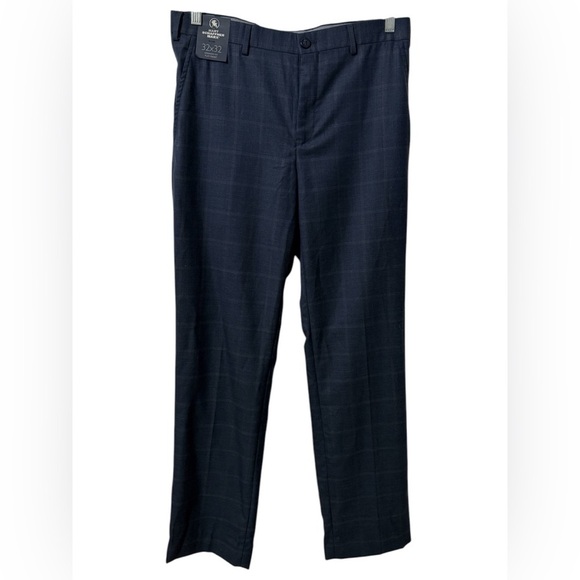 Hart Schaffner Marx Men’s Straight Fit Flat Front Blue Wool Pants size 32 x 32 - Picture 1 of 9
